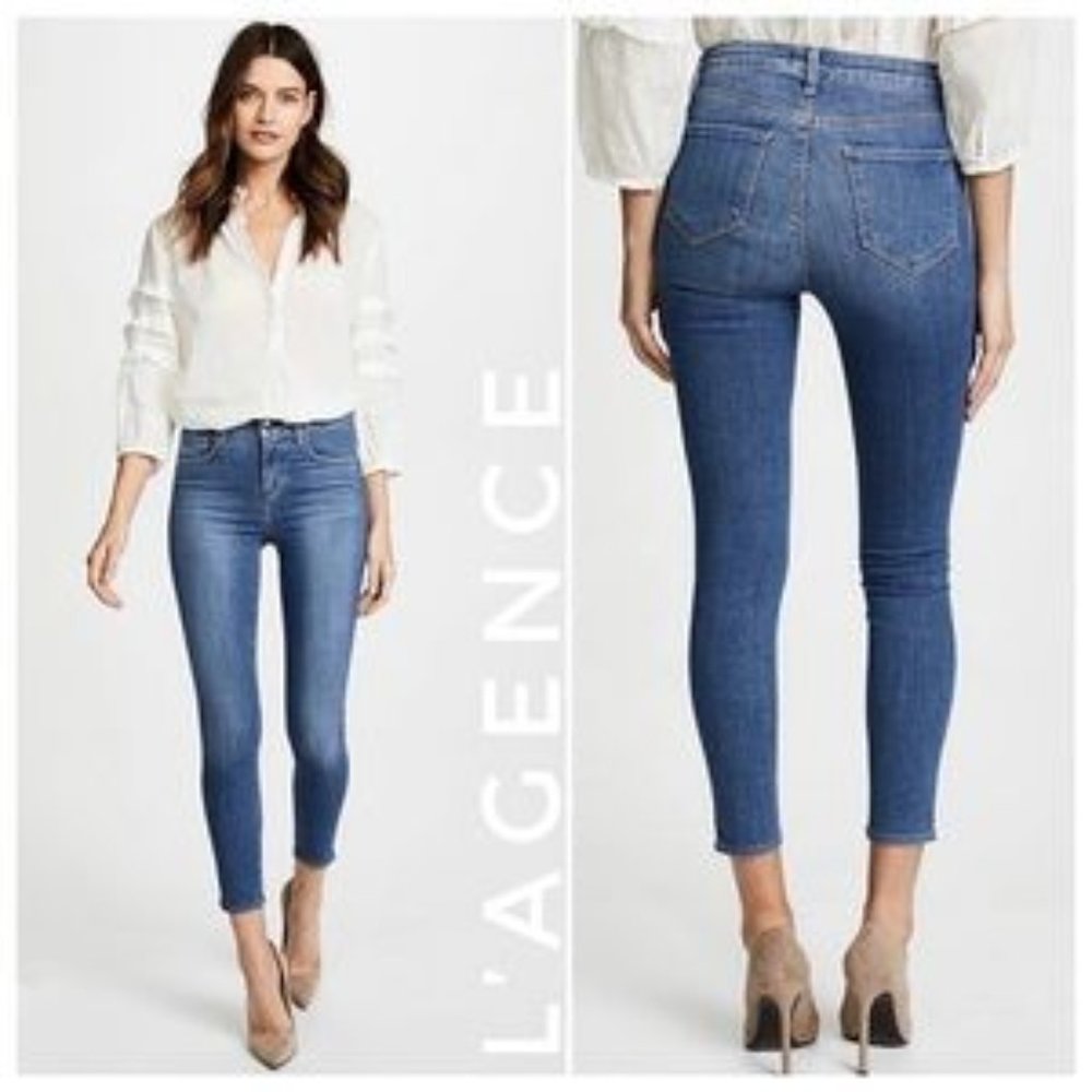 L'Agence Skinny Mid-Rise Jeans - Size 25 (Blue Denim) - Picture 1 of 6
